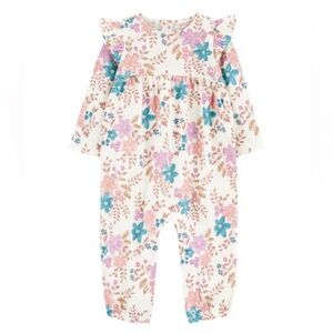 Baby Girls' Floral Jersey Long-Sleeve Jumpsuit